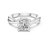 Gold Twisted Band Solitaire Engagement Ring, Cushion center stone, White Gold, view 4