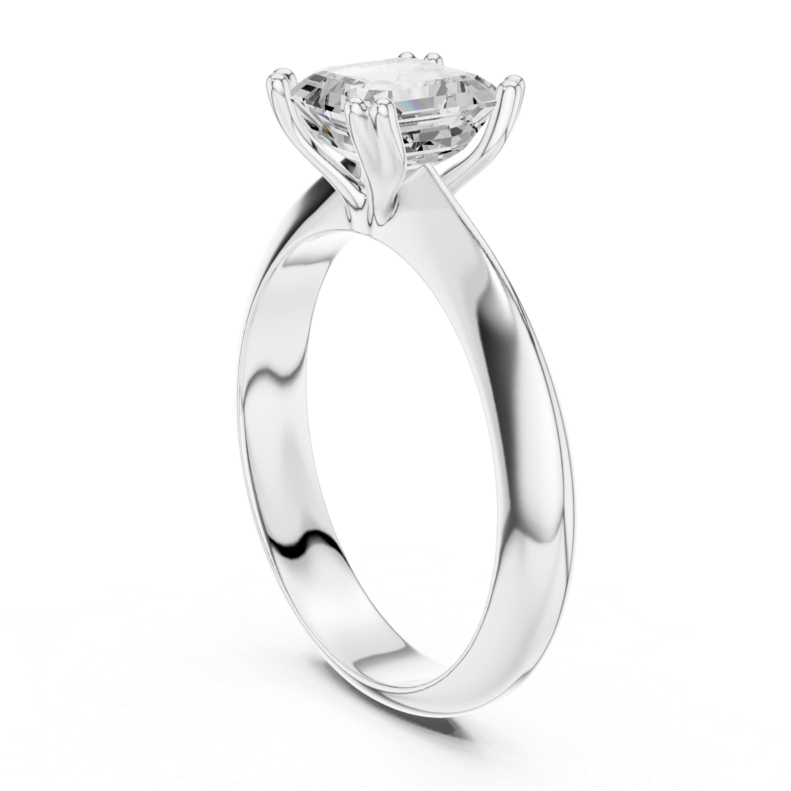 Gold Jewelry L36-8, Asscher center stone, White Gold, view 1