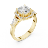 Gold Ring, Cushion center stone, Yellow Gold