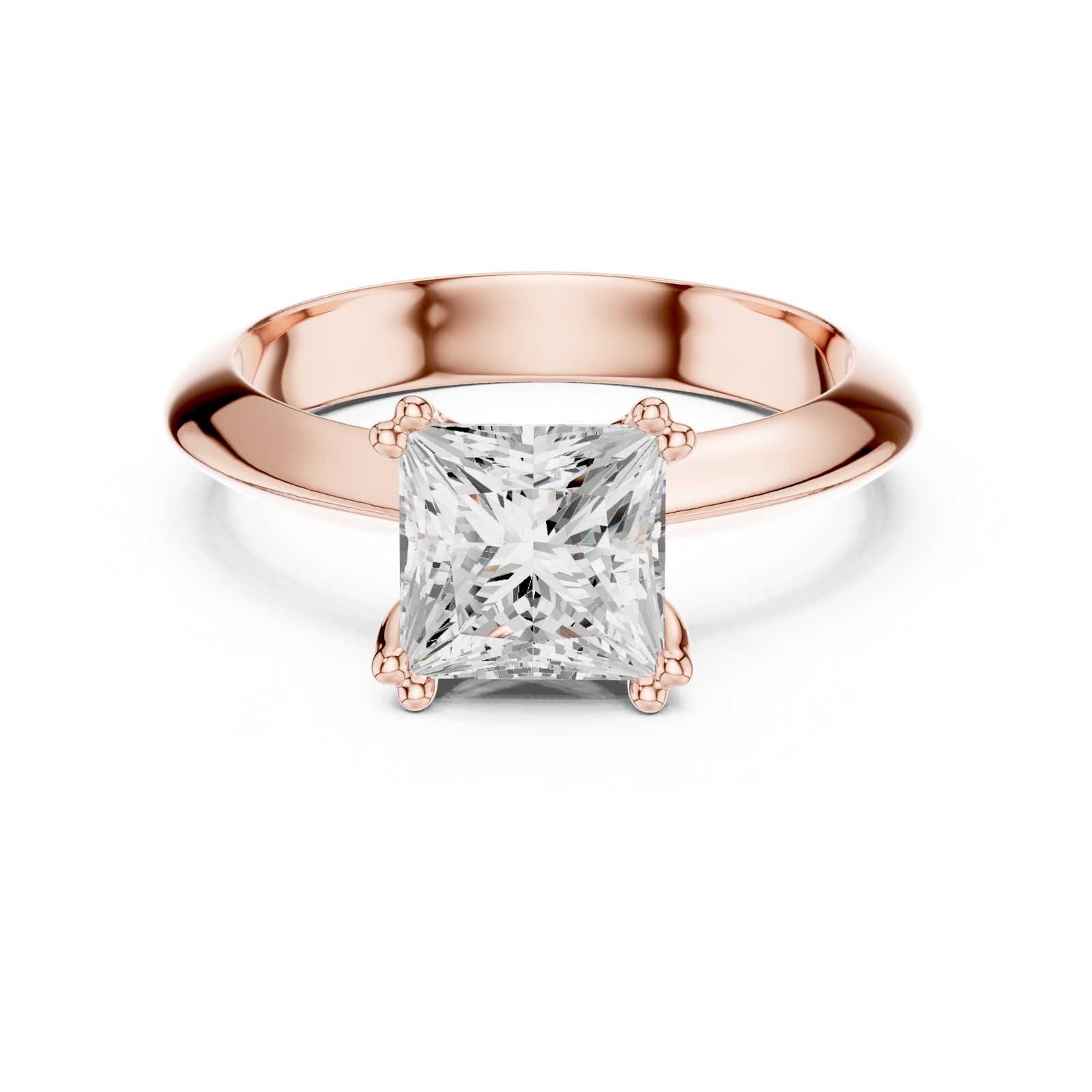 Gold Jewelry L36-8, Princess center stone, Rose Gold, view 4
