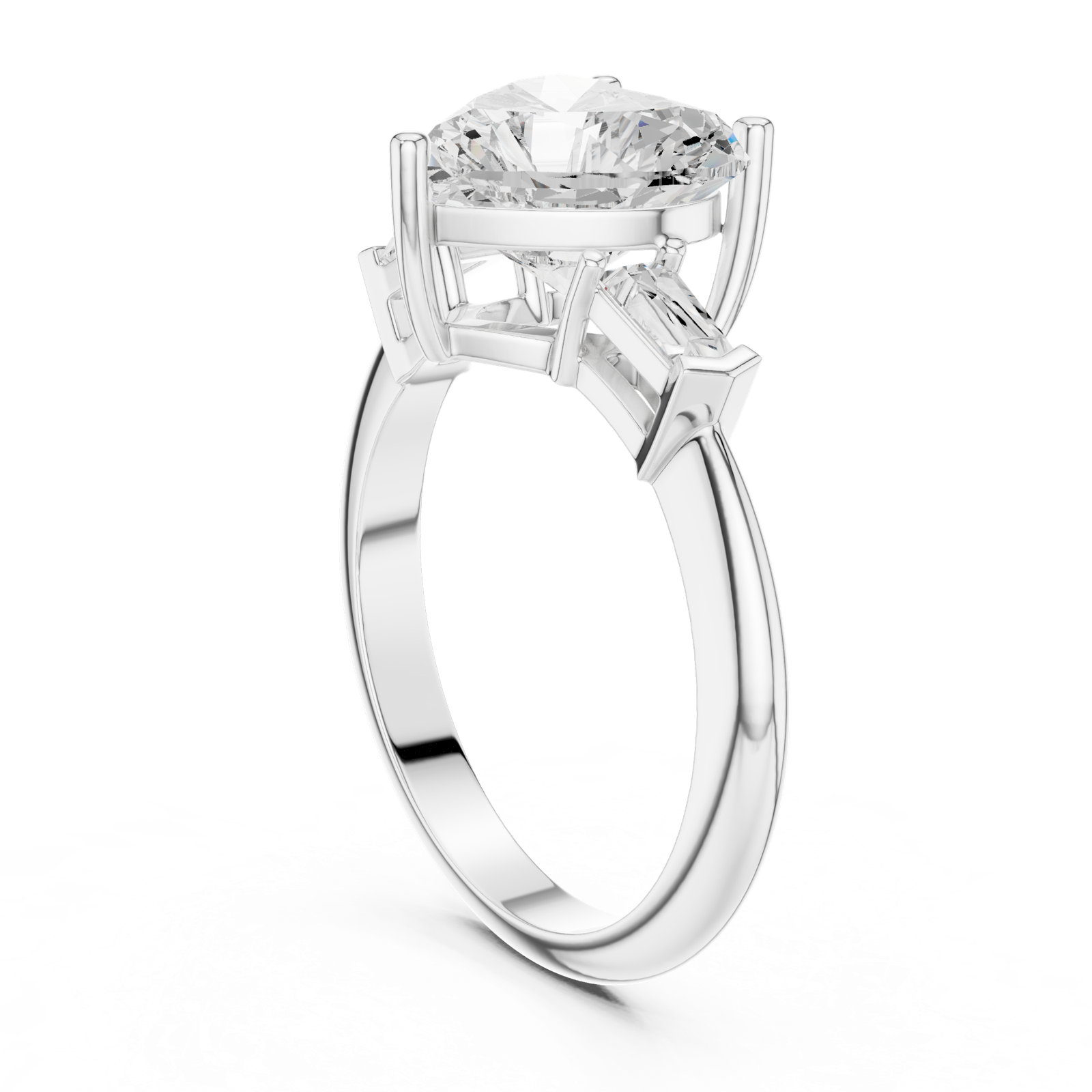 Gold Jewelry L35-67, Heart center stone, White Gold, view 1