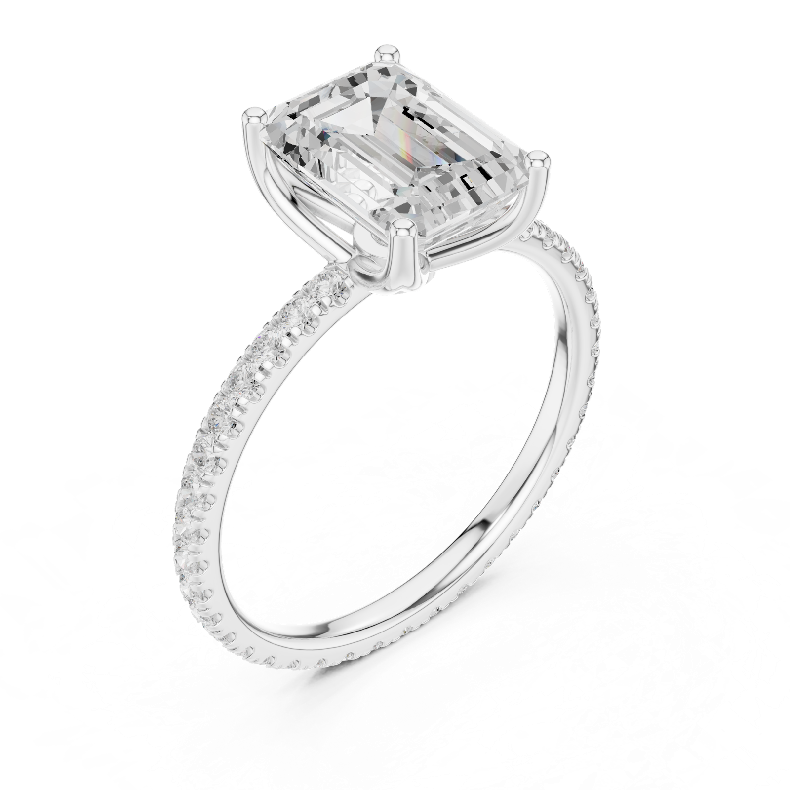 Gold Jewelry L36-16, Emerald center stone, White Gold, view 2