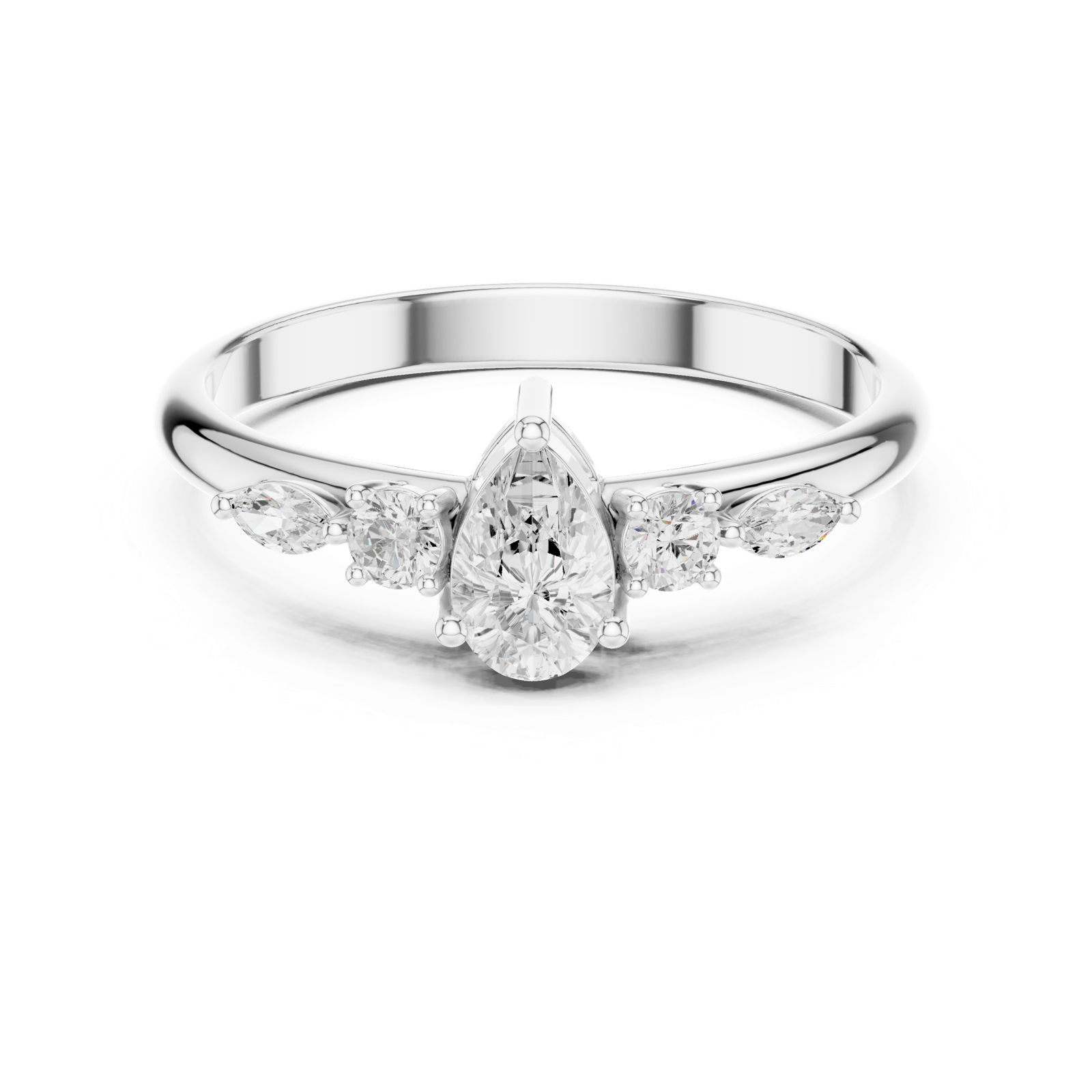 Gold Ring HLR-91, White Gold, view 4