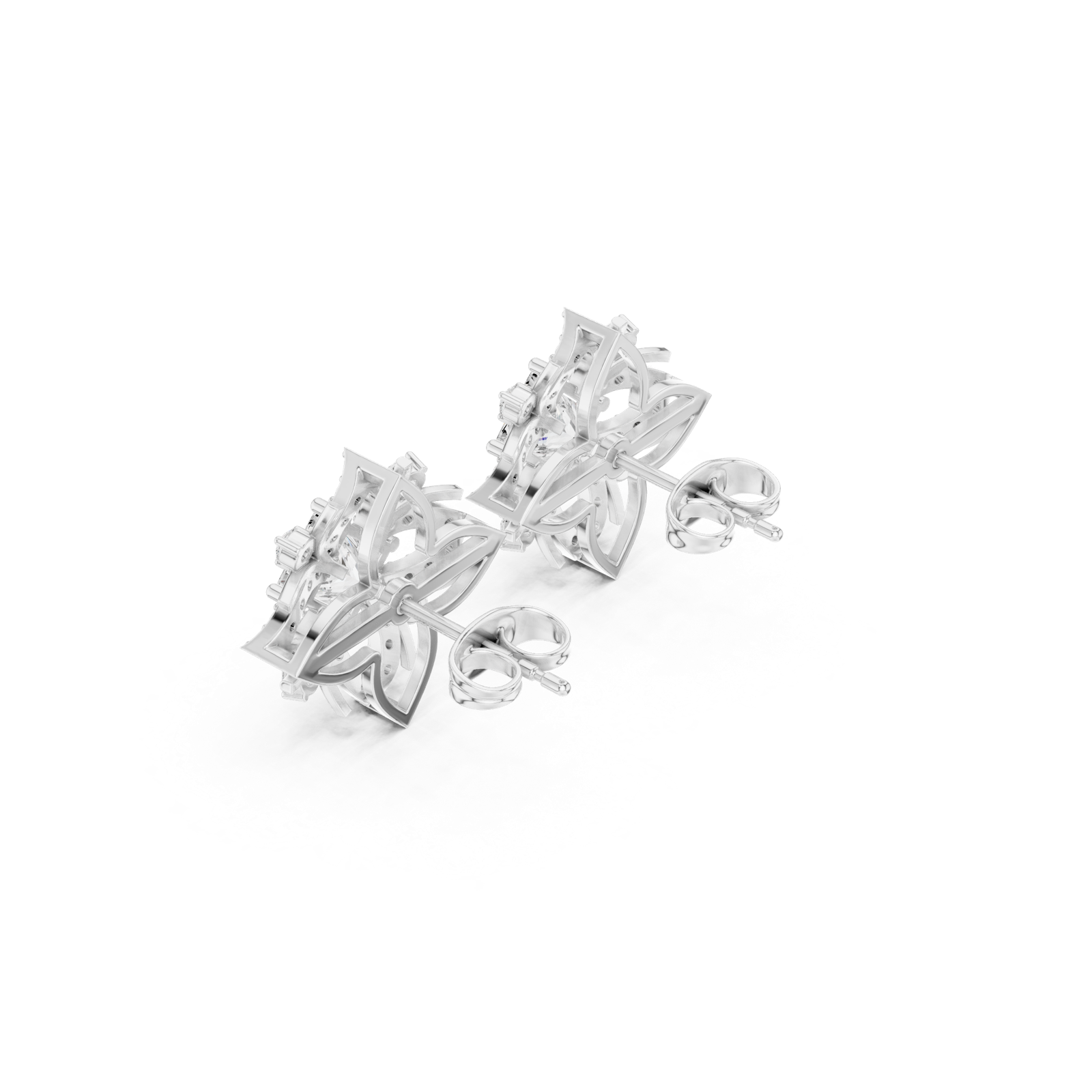 Gold Earrings ALJER-492, White Gold, view 2