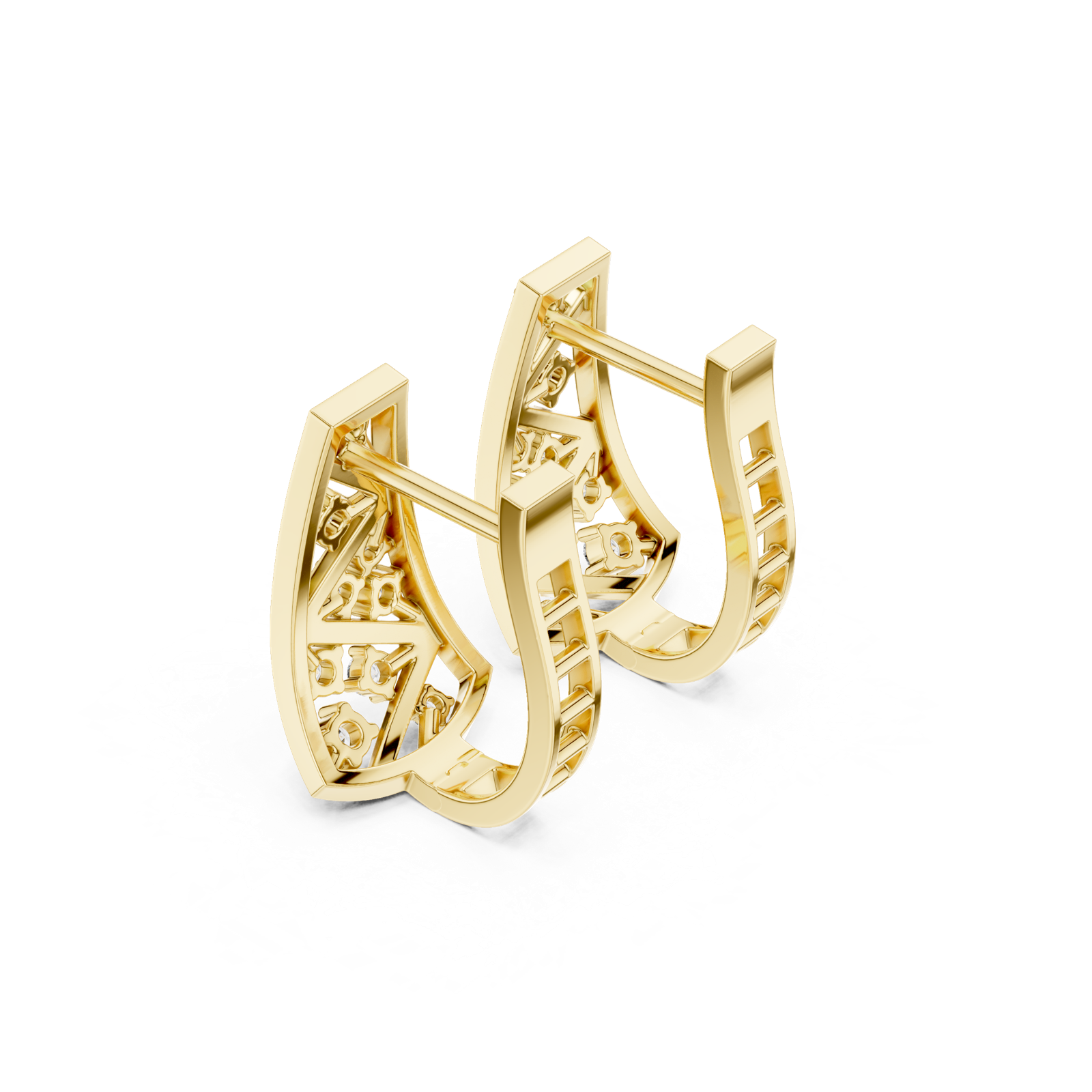 14K Solid Gold Lab Diamond Cluster Earrings, Yellow Gold, view 2