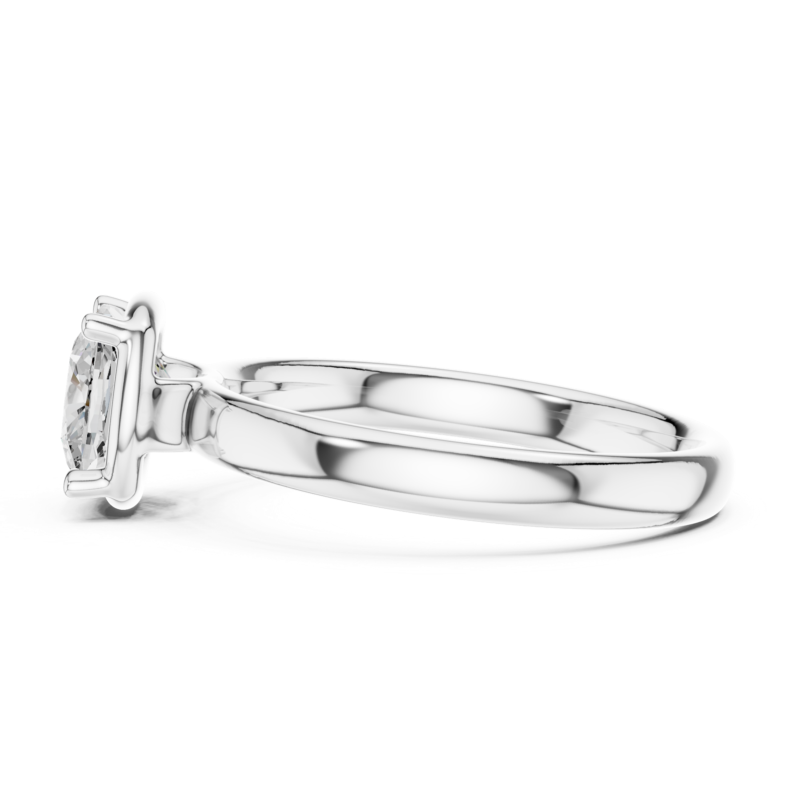 Gold Jewelry, Cushion center stone, White Gold, view 3