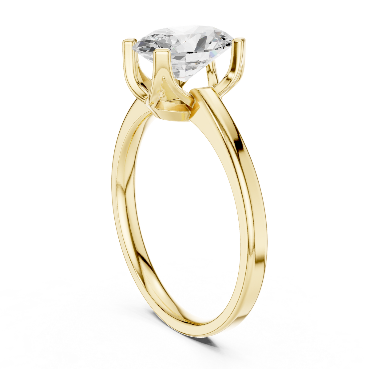 14K Solid Gold Lab Diamond Solitaire Ring, Yellow Gold, view 1