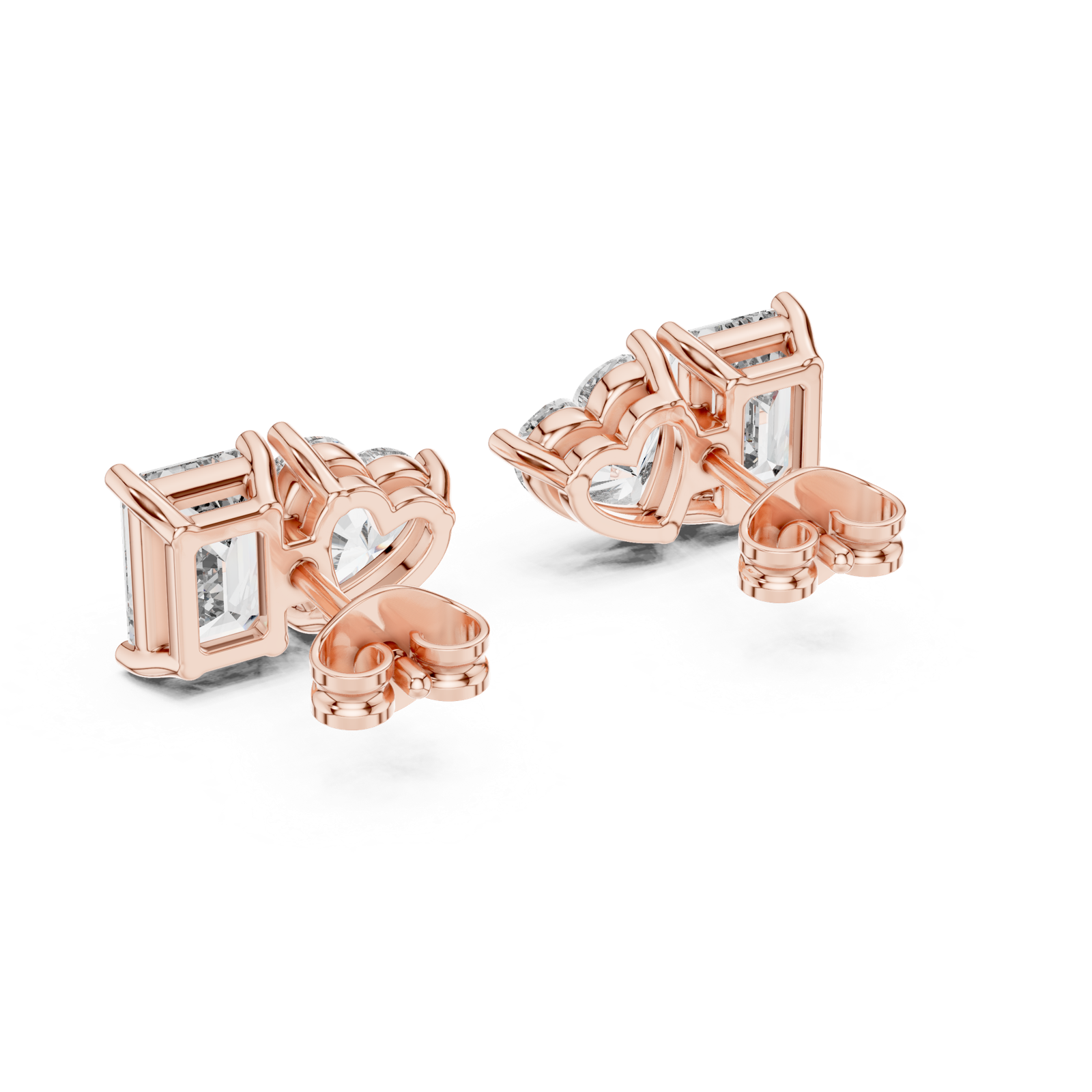 14K Solid Gold Lab Diamond Cluster Earrings, Rose Gold, view 3