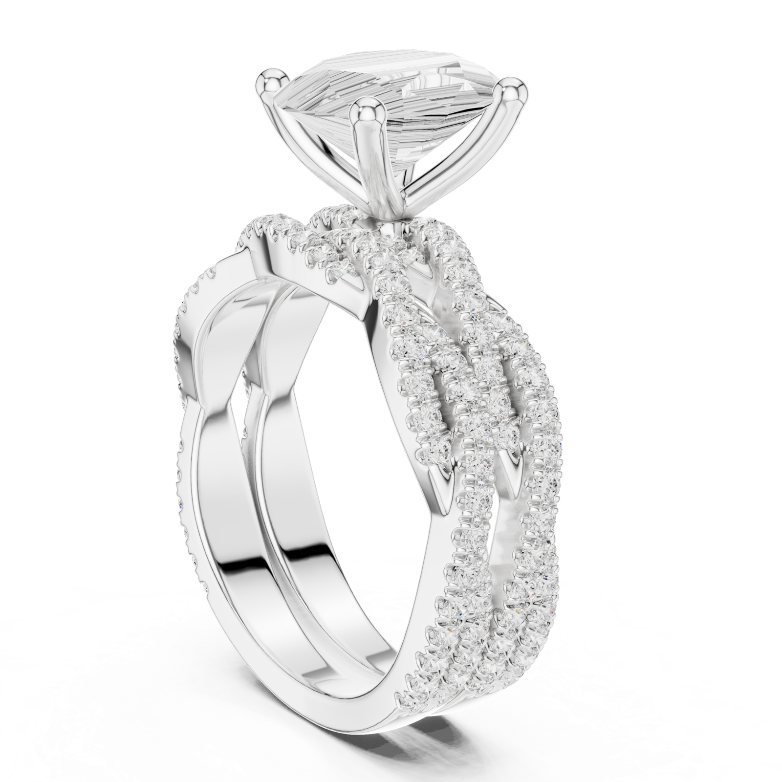 Gold Ring DDLR-300, Oval center stone, White Gold, view 1