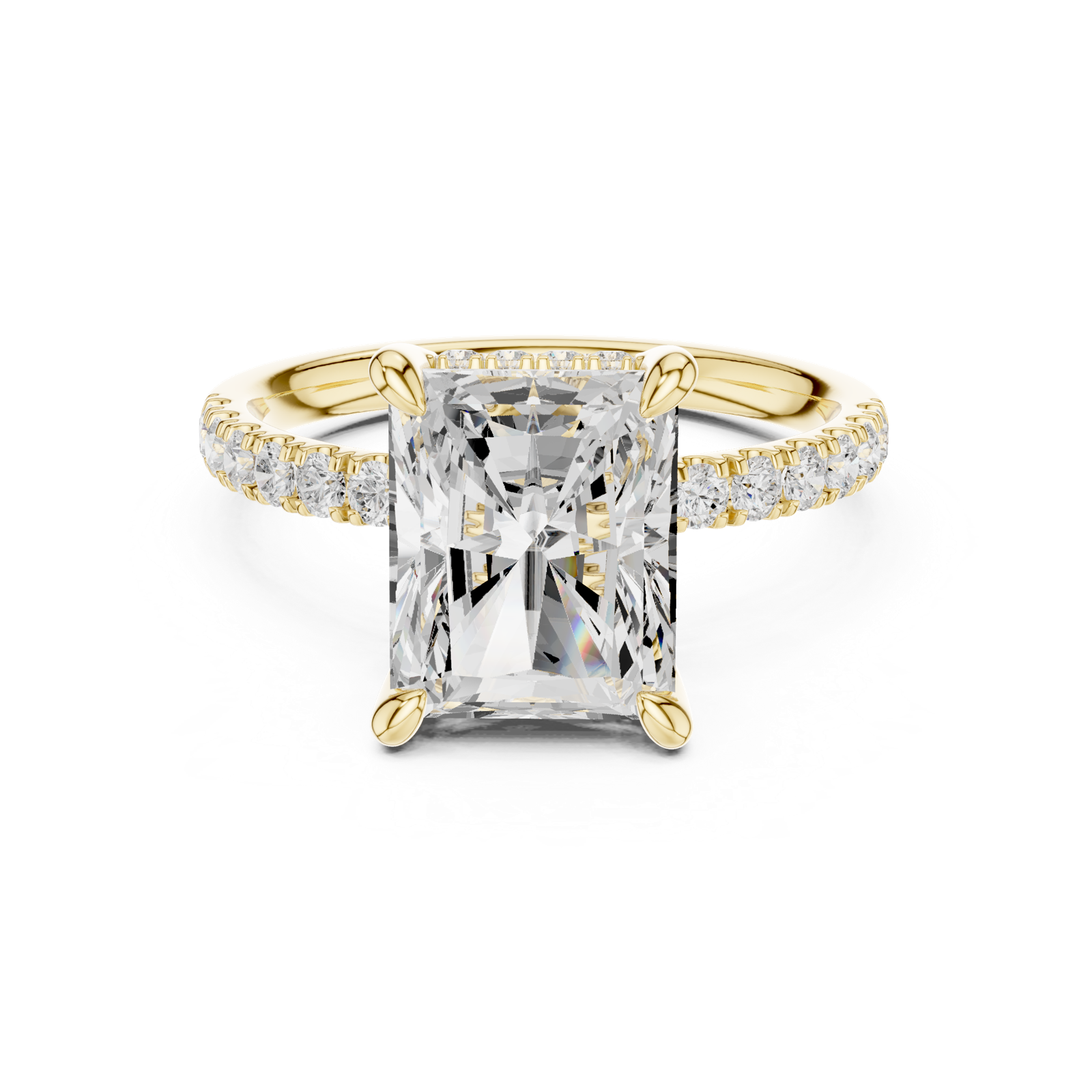 Gold Ring DDLR-259, Radiant center stone, Yellow Gold, view 4