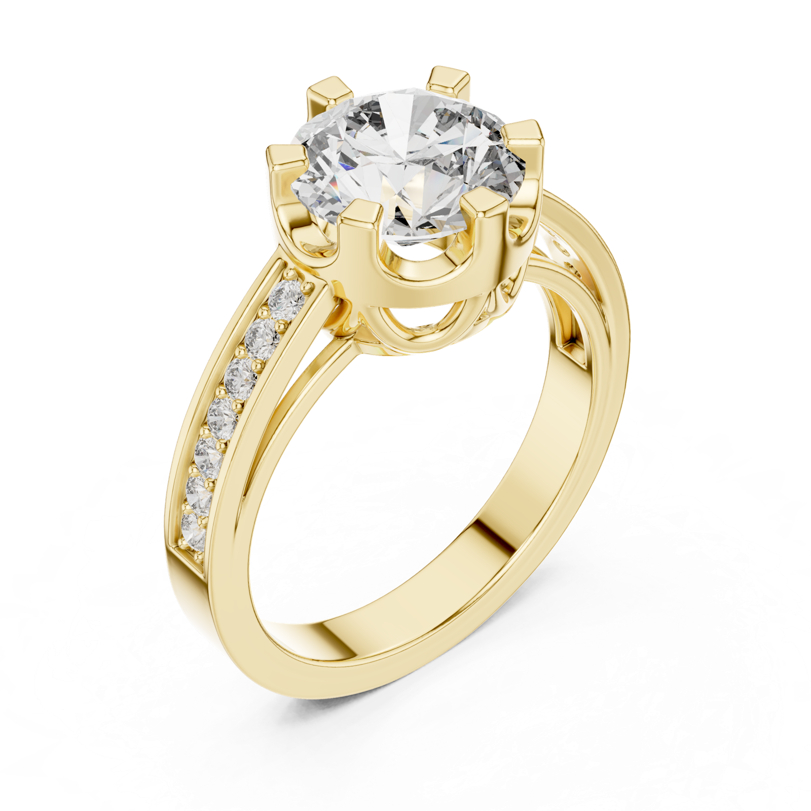 14K Solid Gold Lab Diamond Solitaire Ring, Yellow Gold, view 2