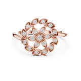 14K Solid Gold Lab Diamond Flower Cluster Ring, Rose Gold