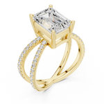 Gold Jewelry, Emerald center stone, Yellow Gold, view 2