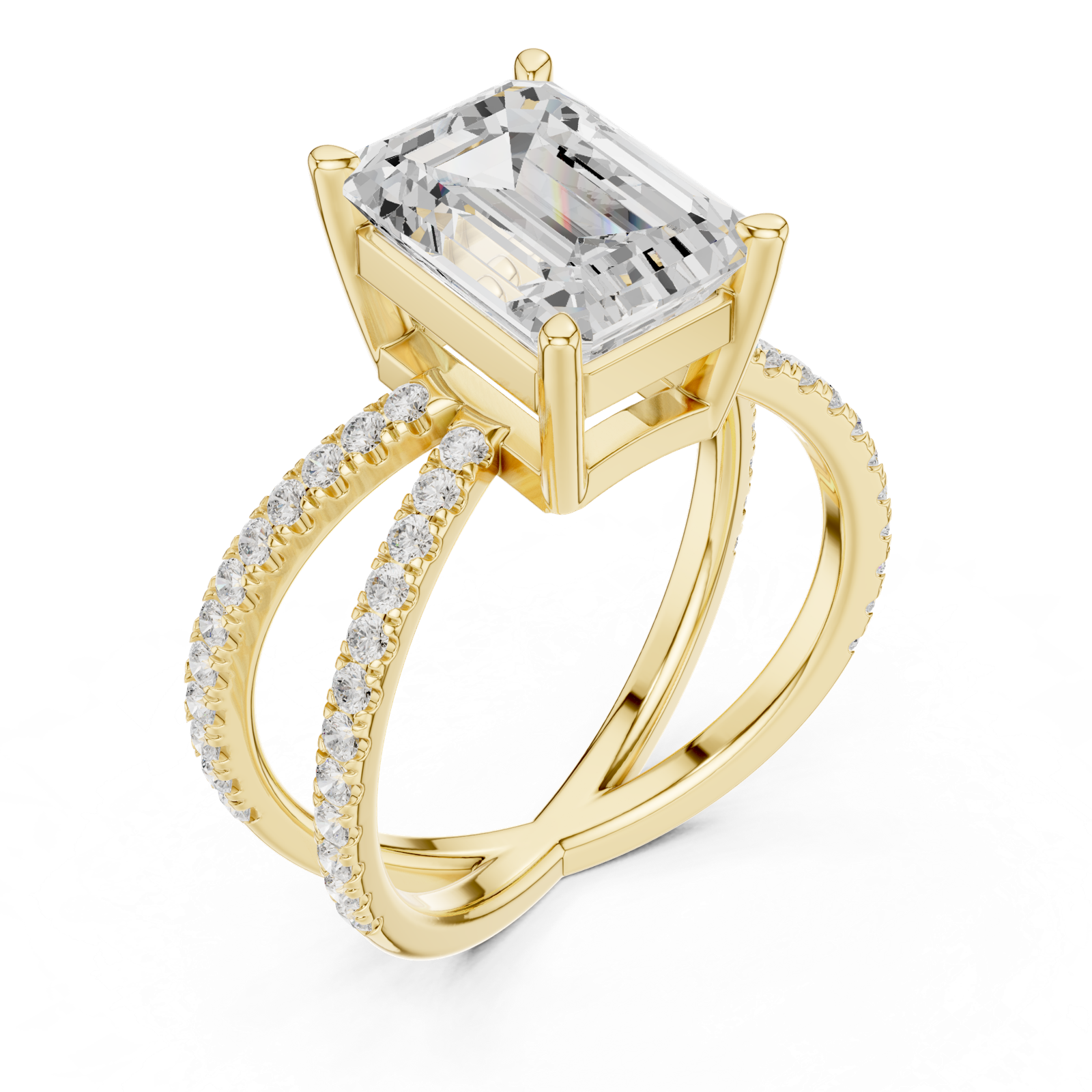 Gold Jewelry, Emerald center stone, Yellow Gold, view 2