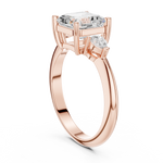 Gold Jewelry, Asscher center stone, Rose Gold, view 1