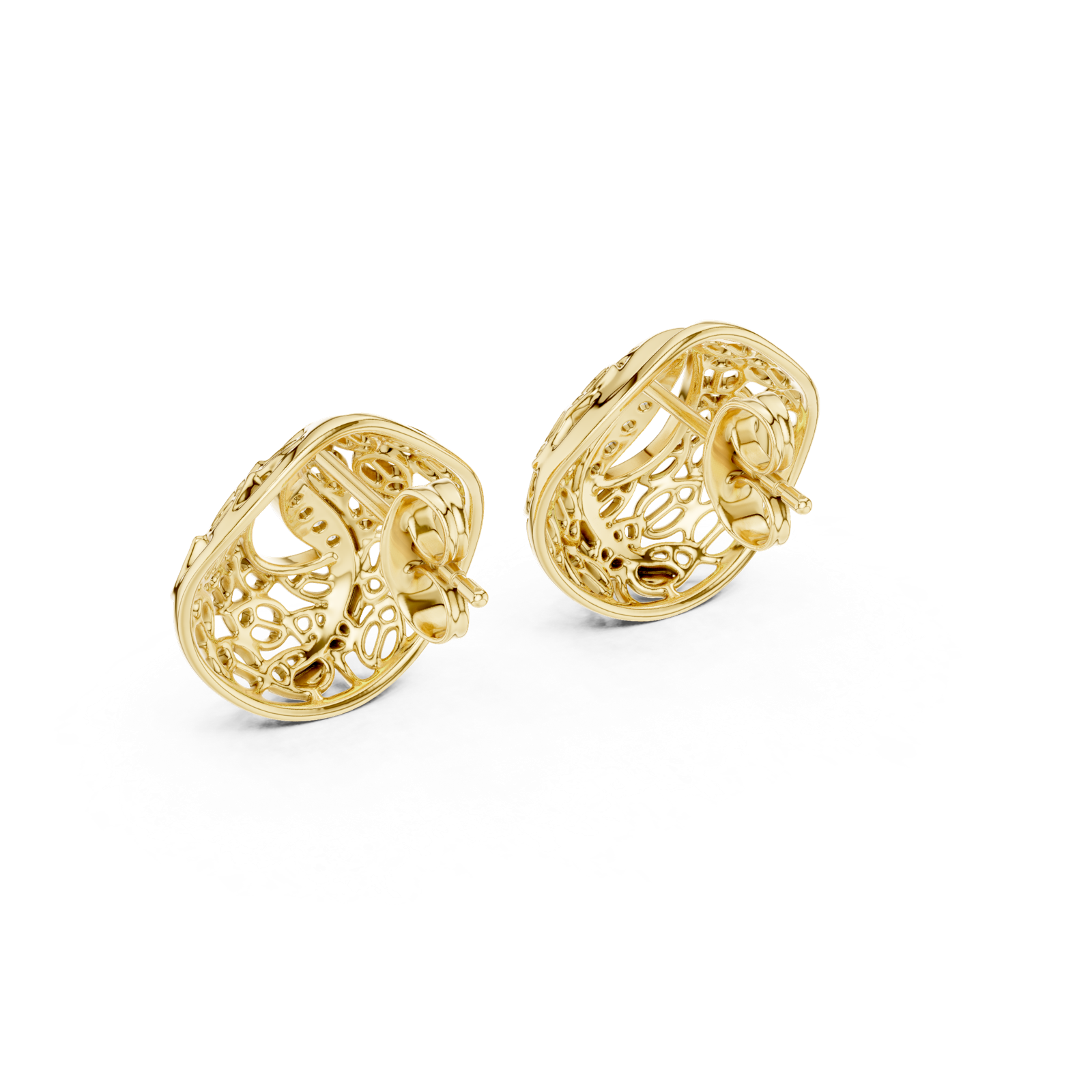 Gold Earrings 12-10011@E, Yellow Gold, view 3