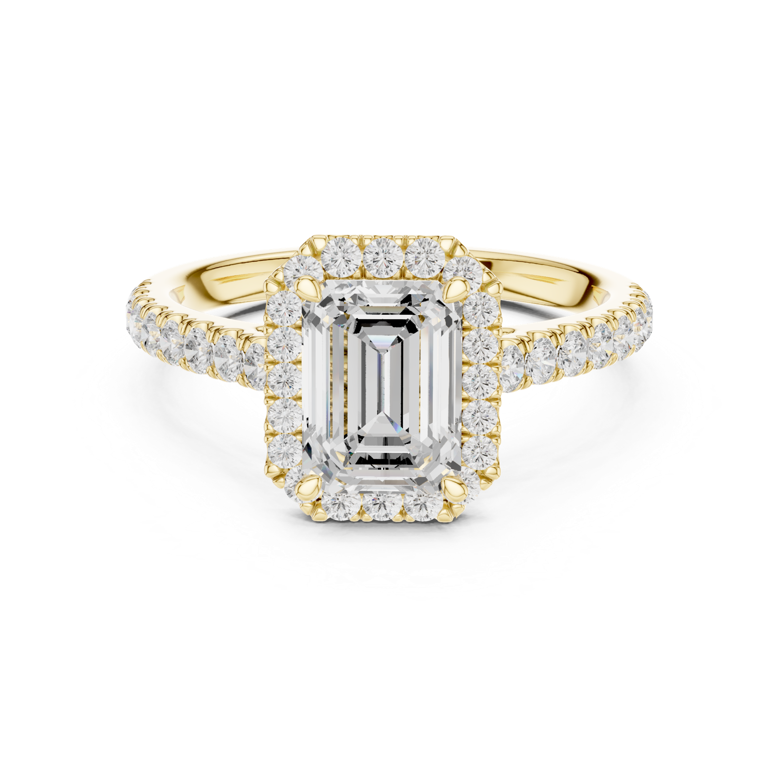 Gold Ring DDLR-118, Emerald center stone, Yellow Gold, view 4