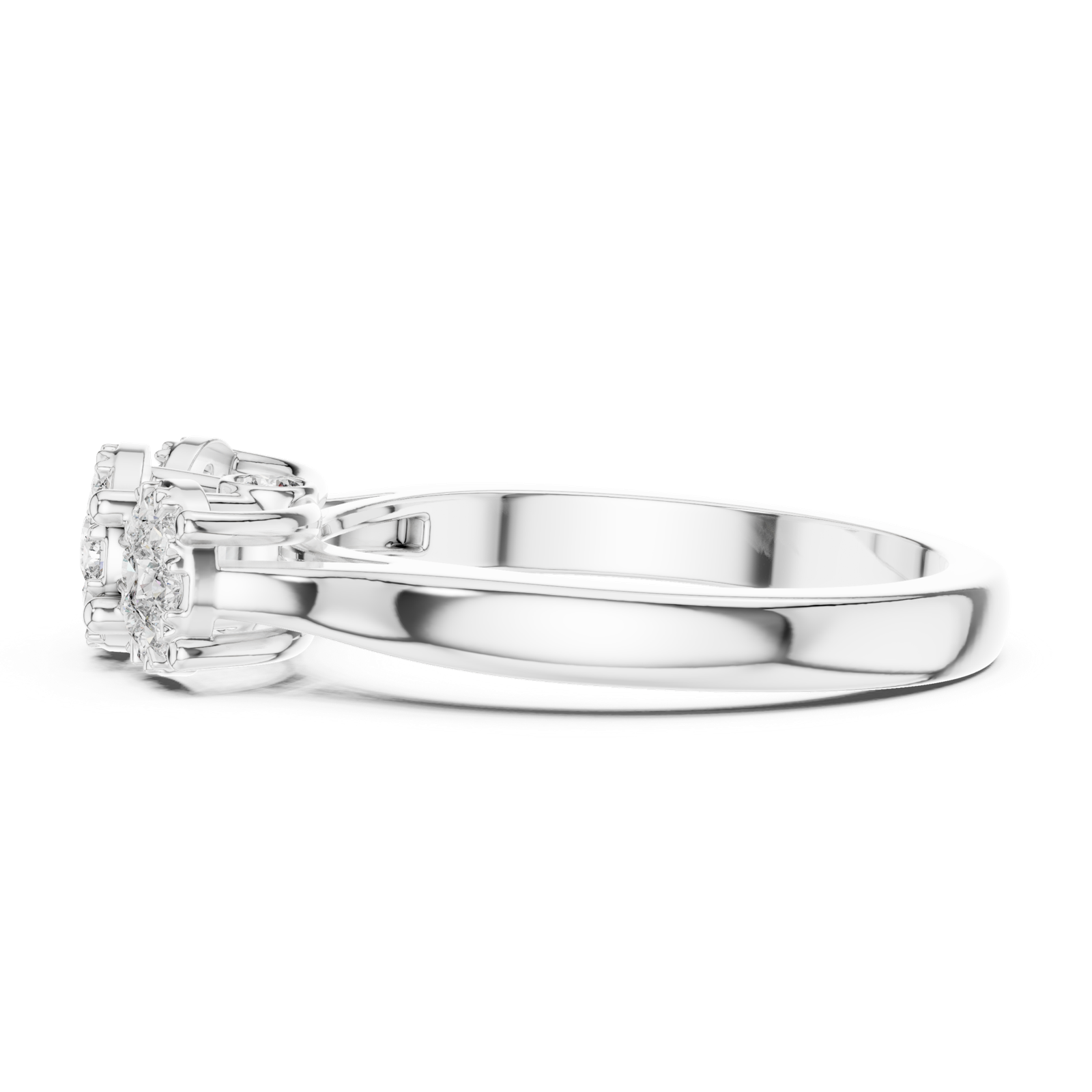 14K Solid Gold Lab Diamond Three-Stone Ring, White Gold, view 3