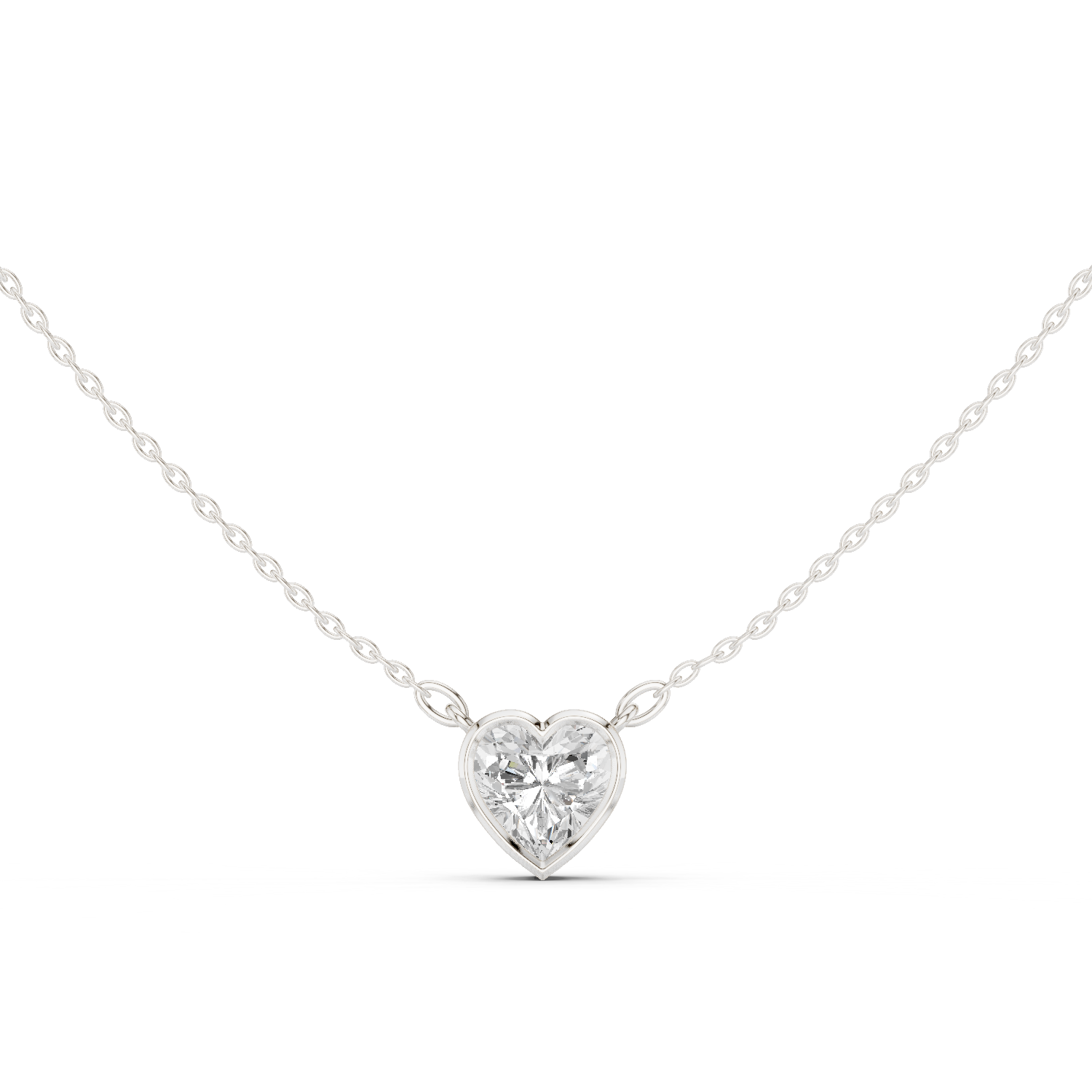 Gold Jewelry DDPO-007, Heart center stone, White Gold