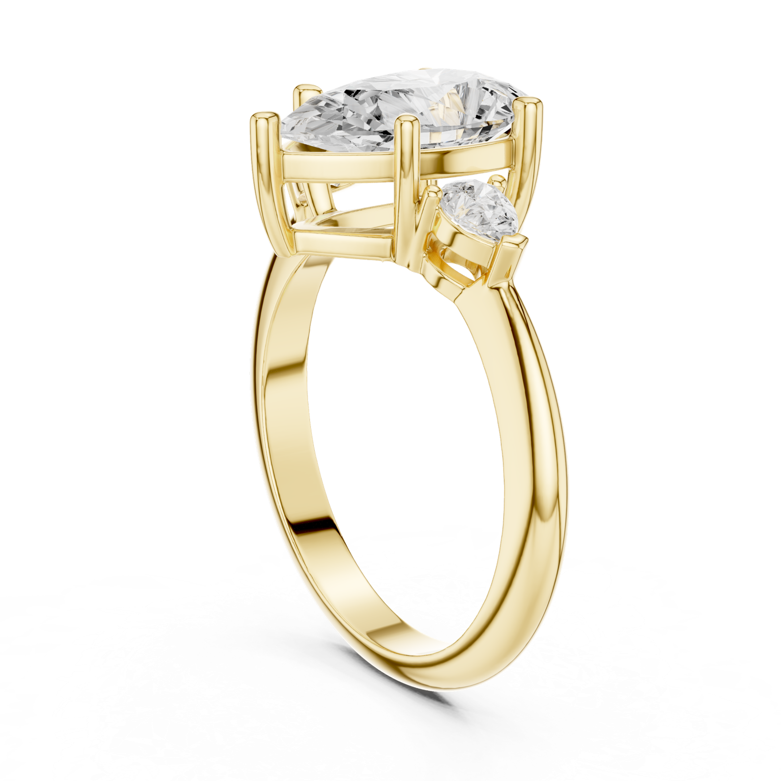 Gold Jewelry L35-66, Pear center stone, Yellow Gold, view 1