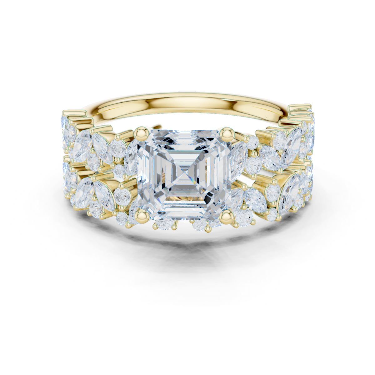 14K Solid Gold Lab Diamond Solitaire Ring, Yellow Gold
