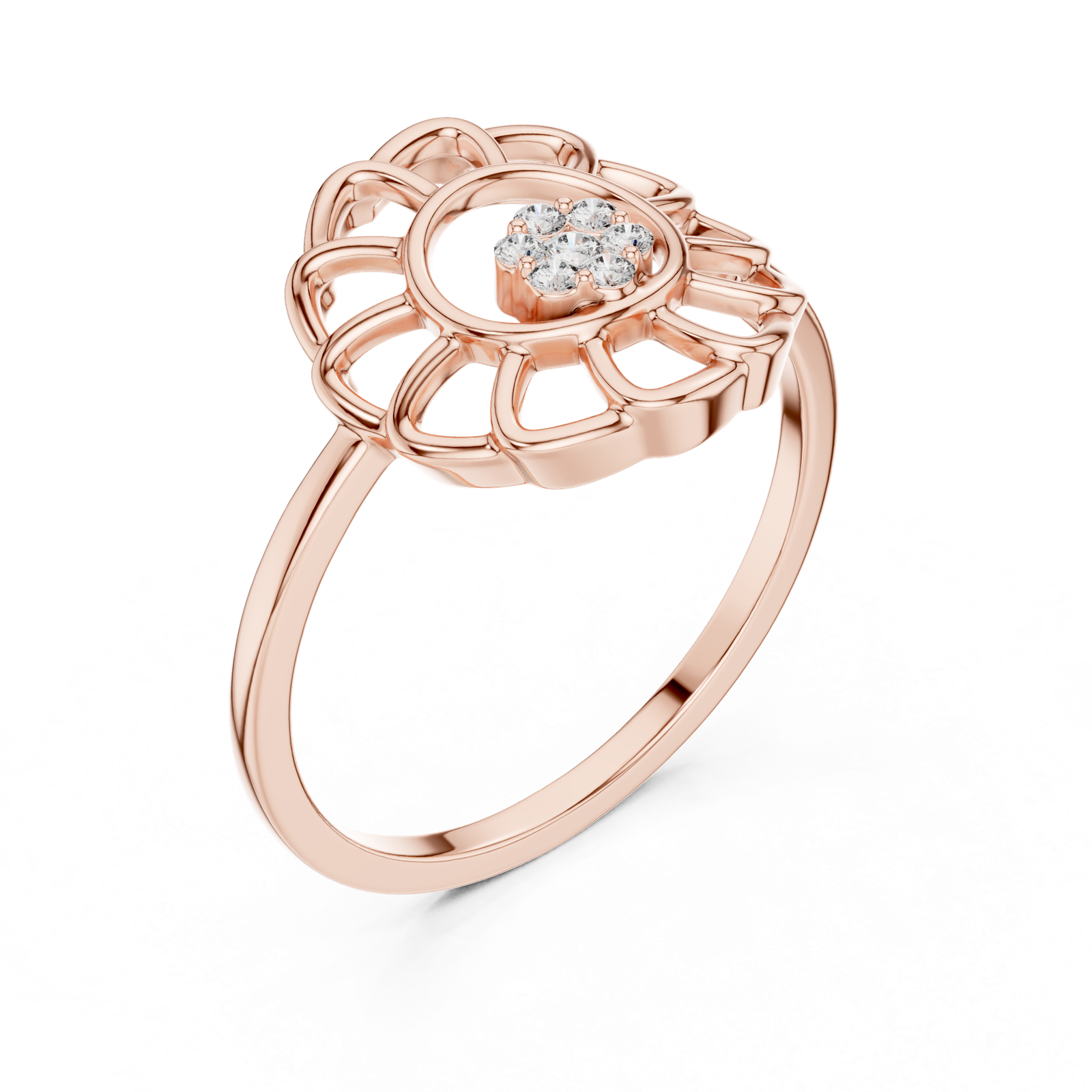 Gold Ring DR-6203, Rose Gold, view 2