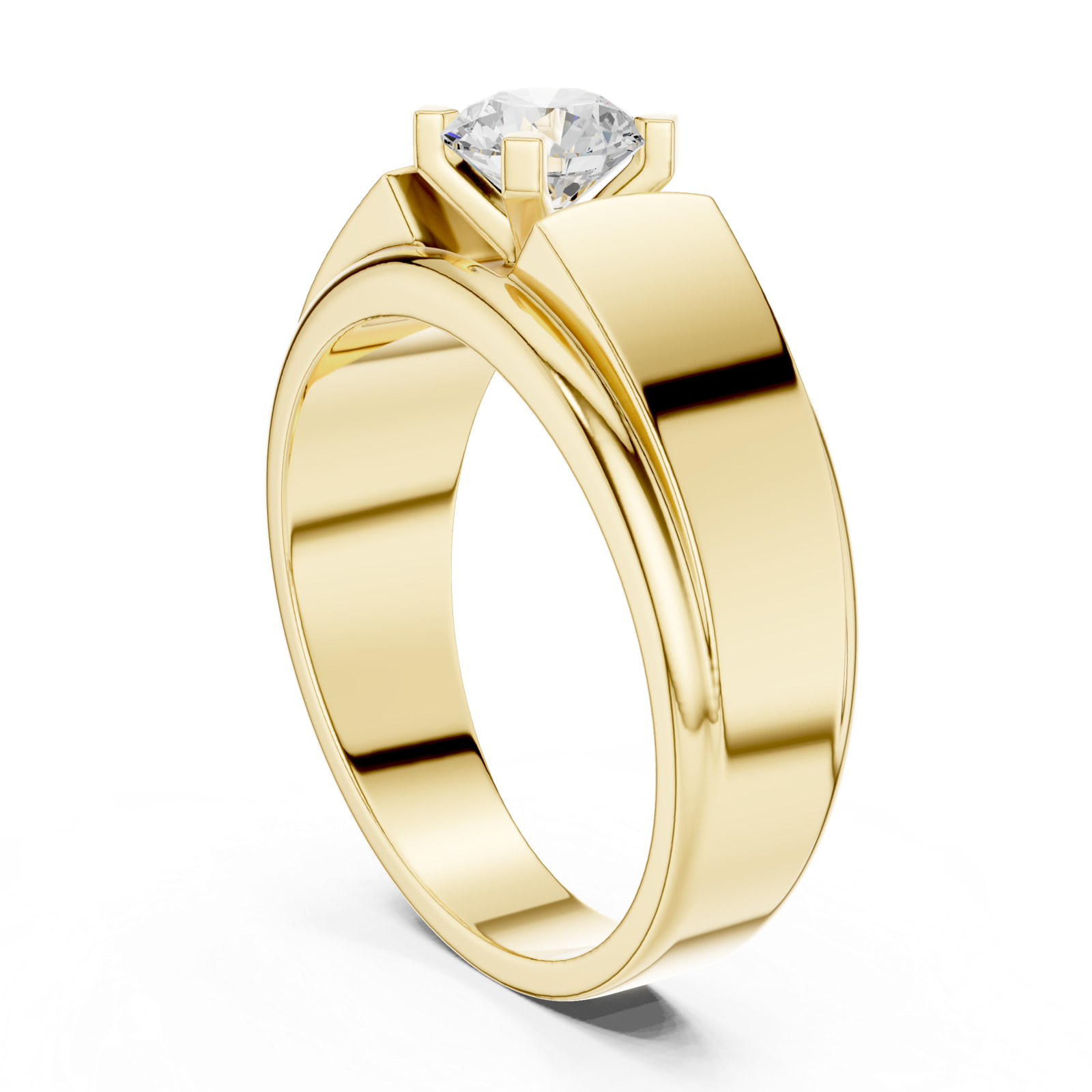 14K Solid Gold Lab Diamond Solitaire Ring, Yellow Gold, view 1