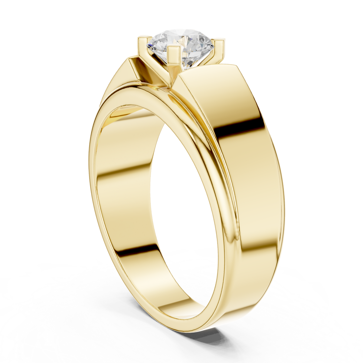 14K Solid Gold Lab Diamond Solitaire Ring, Yellow Gold, view 1