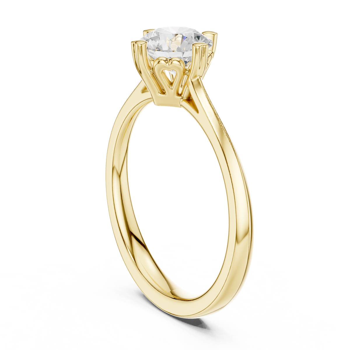 14K Solid Gold Lab Diamond Solitaire Ring, Yellow Gold, view 1