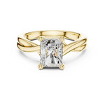 Gold Twisted Band Solitaire Engagement Ring, Radiant center stone, Yellow Gold, view 4
