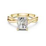 Gold Twisted Band Solitaire Engagement Ring, Radiant center stone, Yellow Gold, view 4