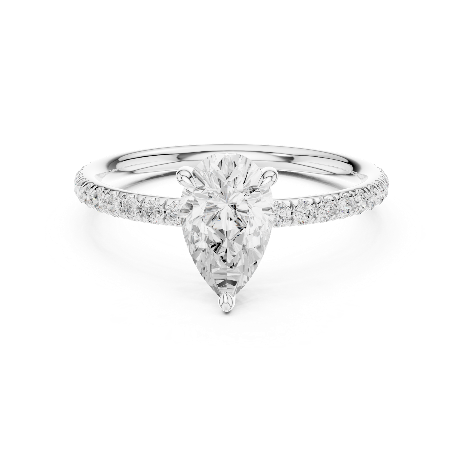 Gold Jewelry L36-15, Pear center stone, White Gold, view 4