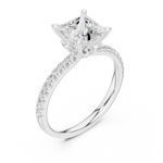 Gold Ring DDLR-256, Princess center stone, White Gold, view 2