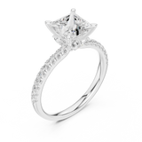 Gold Ring DDLR-256, Princess center stone, White Gold, view 2