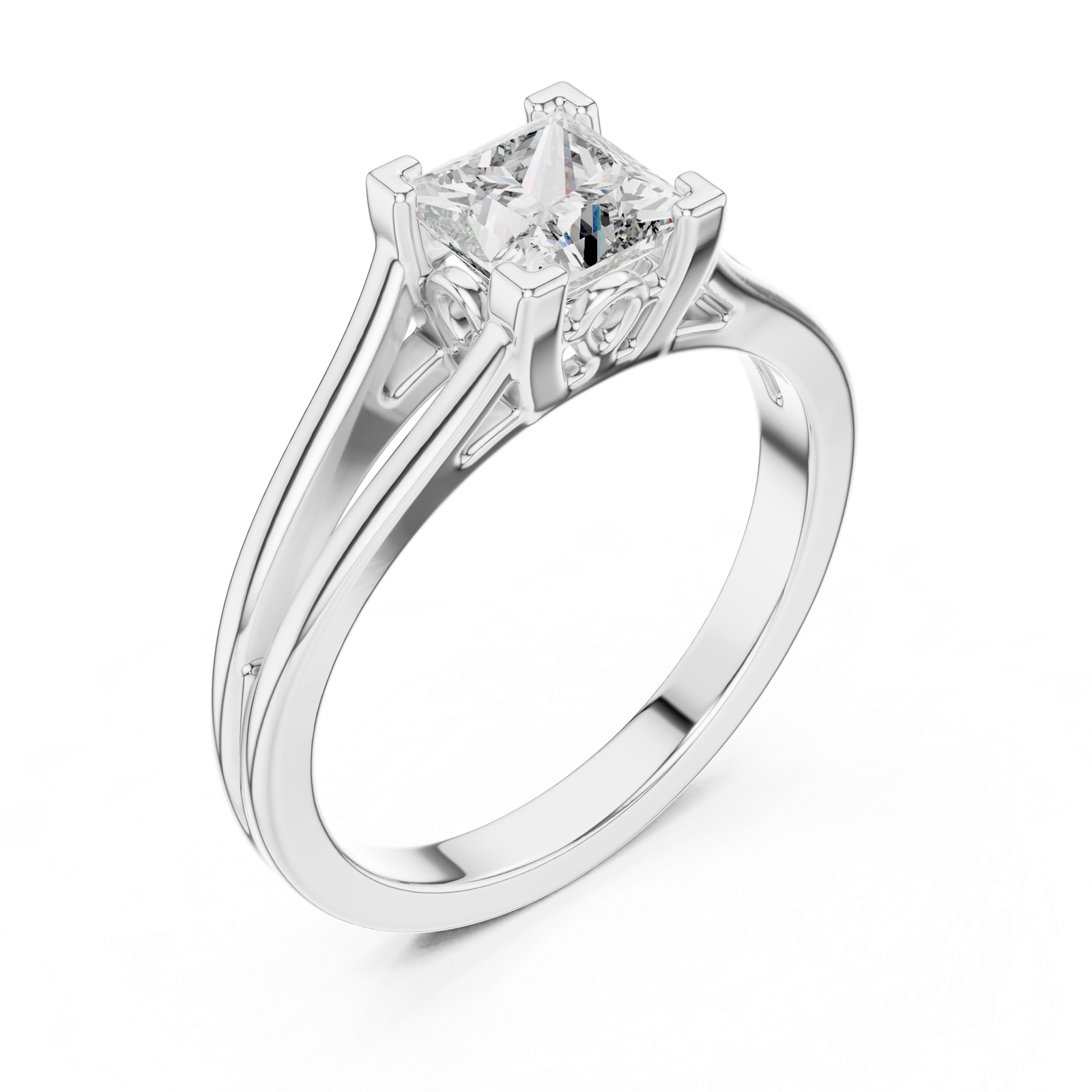 Gold Ring DDLR-036, White Gold, view 2