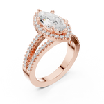 Gold Ring DDLR-350, Marquise center stone, Rose Gold, view 2