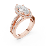 Gold Ring DDLR-350, Marquise center stone, Rose Gold, view 2