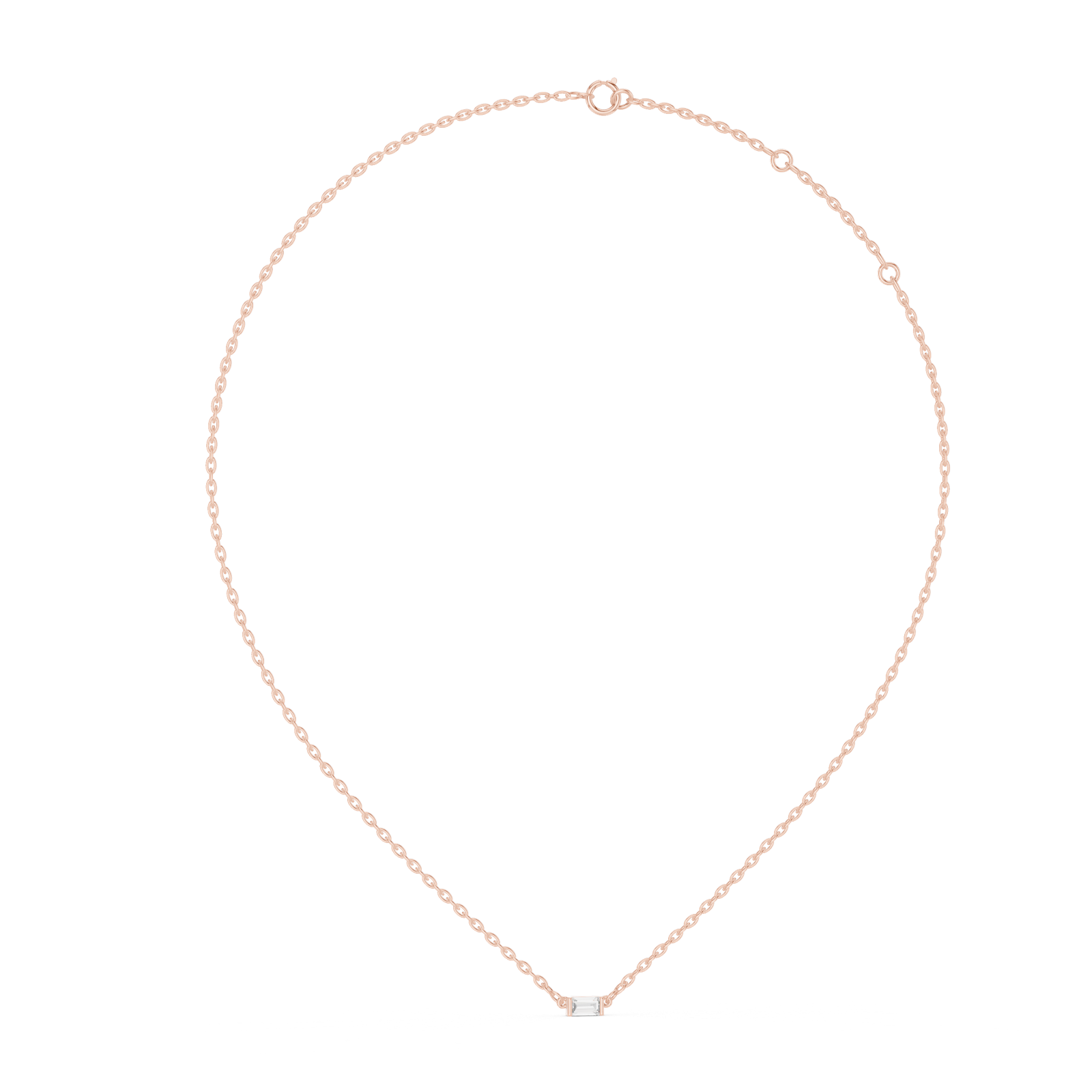 14K Solid Gold Lab Diamond Solitaire Pendant Necklace, Rose Gold, view 1
