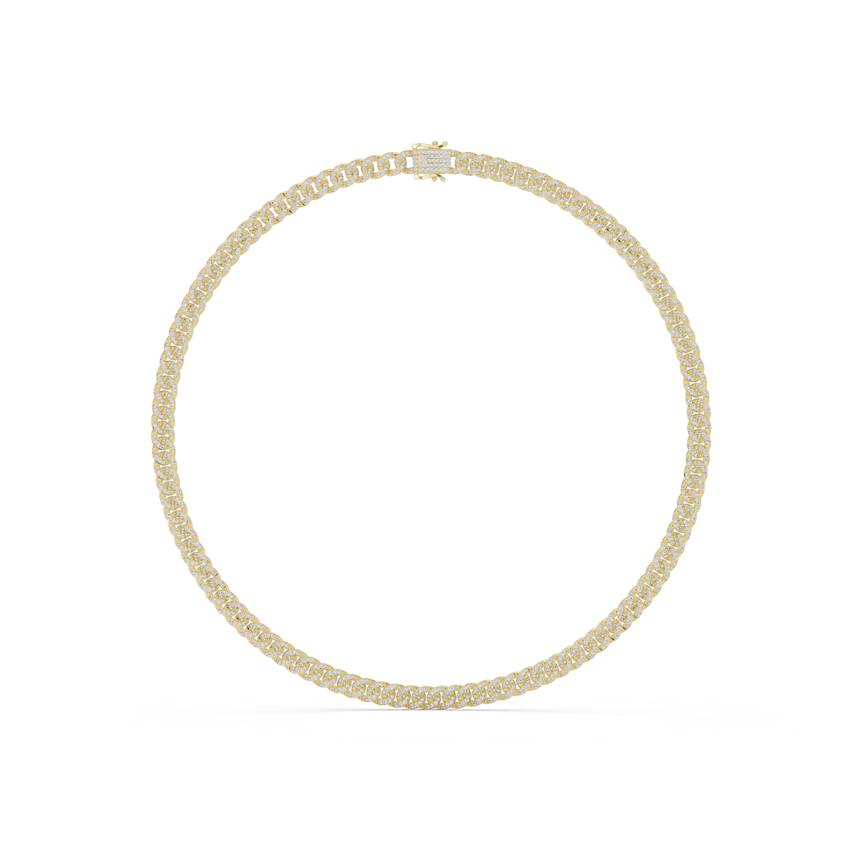 14K Solid Gold Lab Diamond Chain Necklace, Yellow Gold