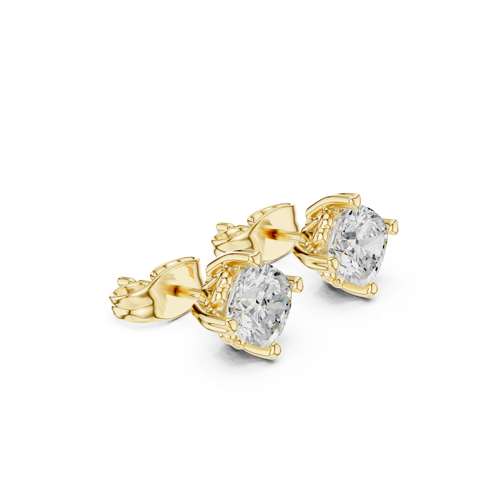 14K Solid Gold Lab Diamond Stud Earrings, Yellow Gold, view 1