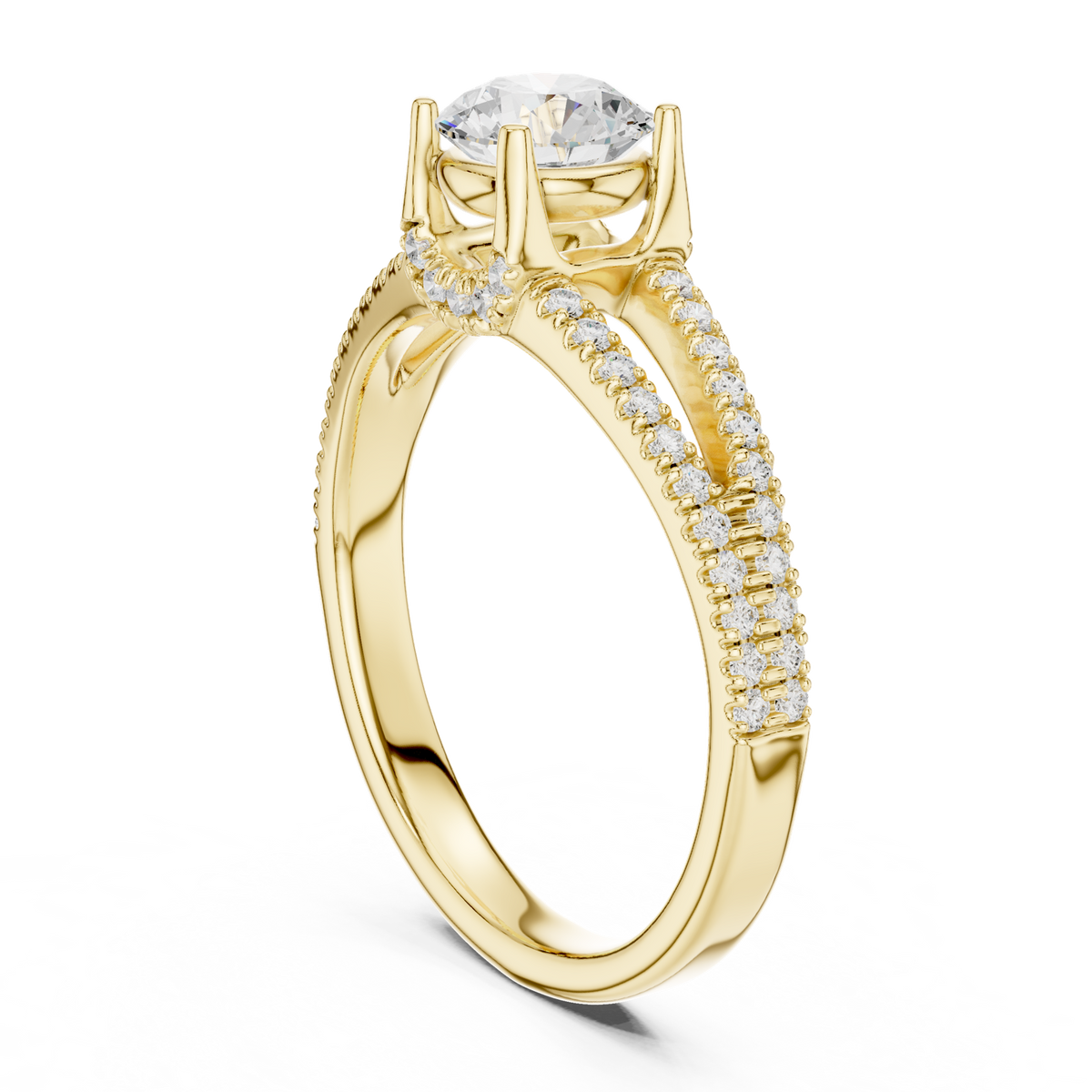 14K Solid Gold Lab Diamond Solitaire Ring, Yellow Gold, view 1