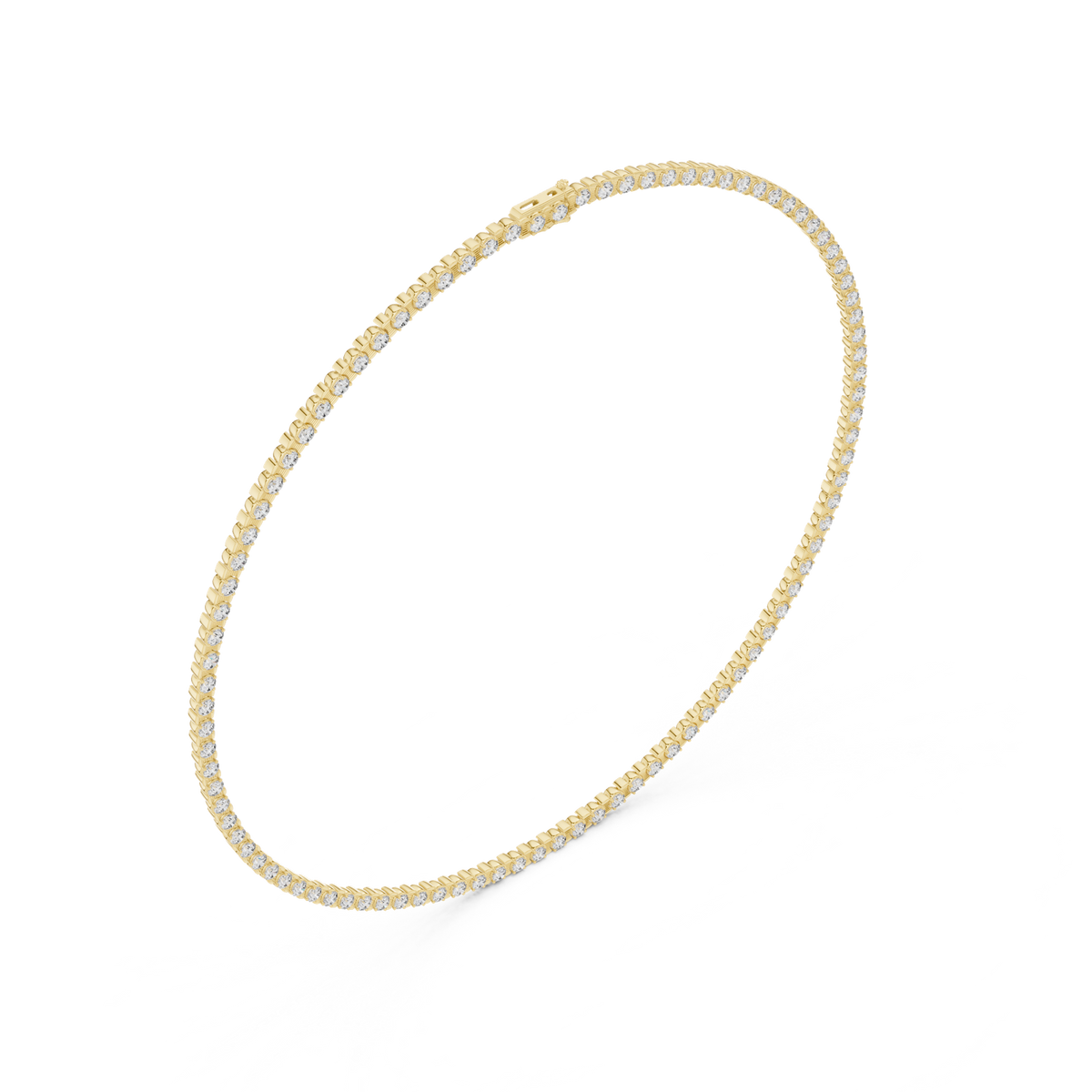 14K Solid Gold Lab Diamond Tennis Necklace, Yellow Gold