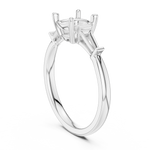 Gold Three-Stone Baguette Engagement Ring, Cushion center stone, White Gold, view 1