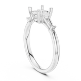 Gold Three-Stone Baguette Engagement Ring, Cushion center stone, White Gold, view 1
