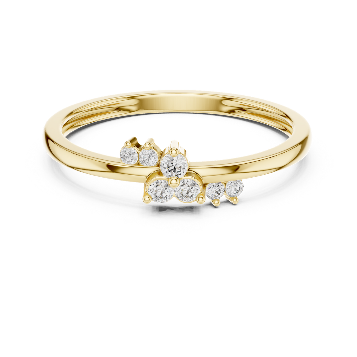 14K Solid Gold Lab Diamond Cluster Ring, Yellow Gold