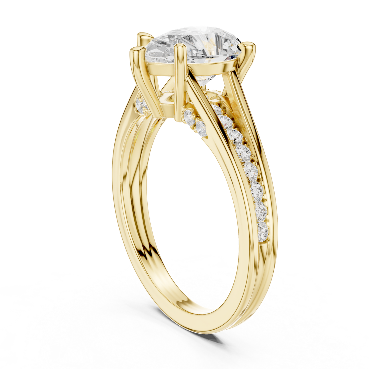 14K Solid Gold Lab Diamond Solitaire Ring, Yellow Gold, view 1
