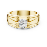 14K Solid Gold Lab Diamond Solitaire Ring, Yellow Gold, view 4