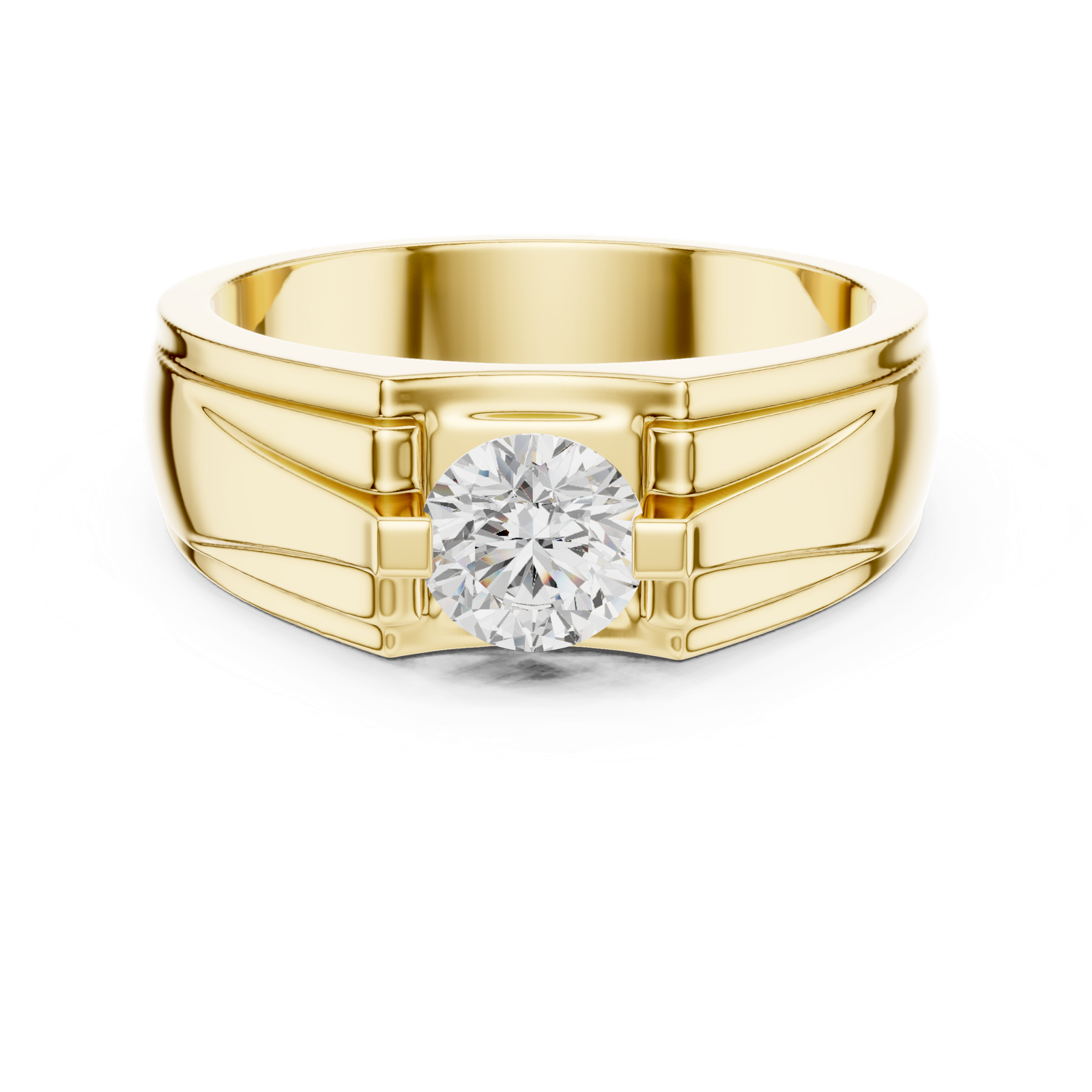 14K Solid Gold Lab Diamond Solitaire Ring, Yellow Gold, view 4