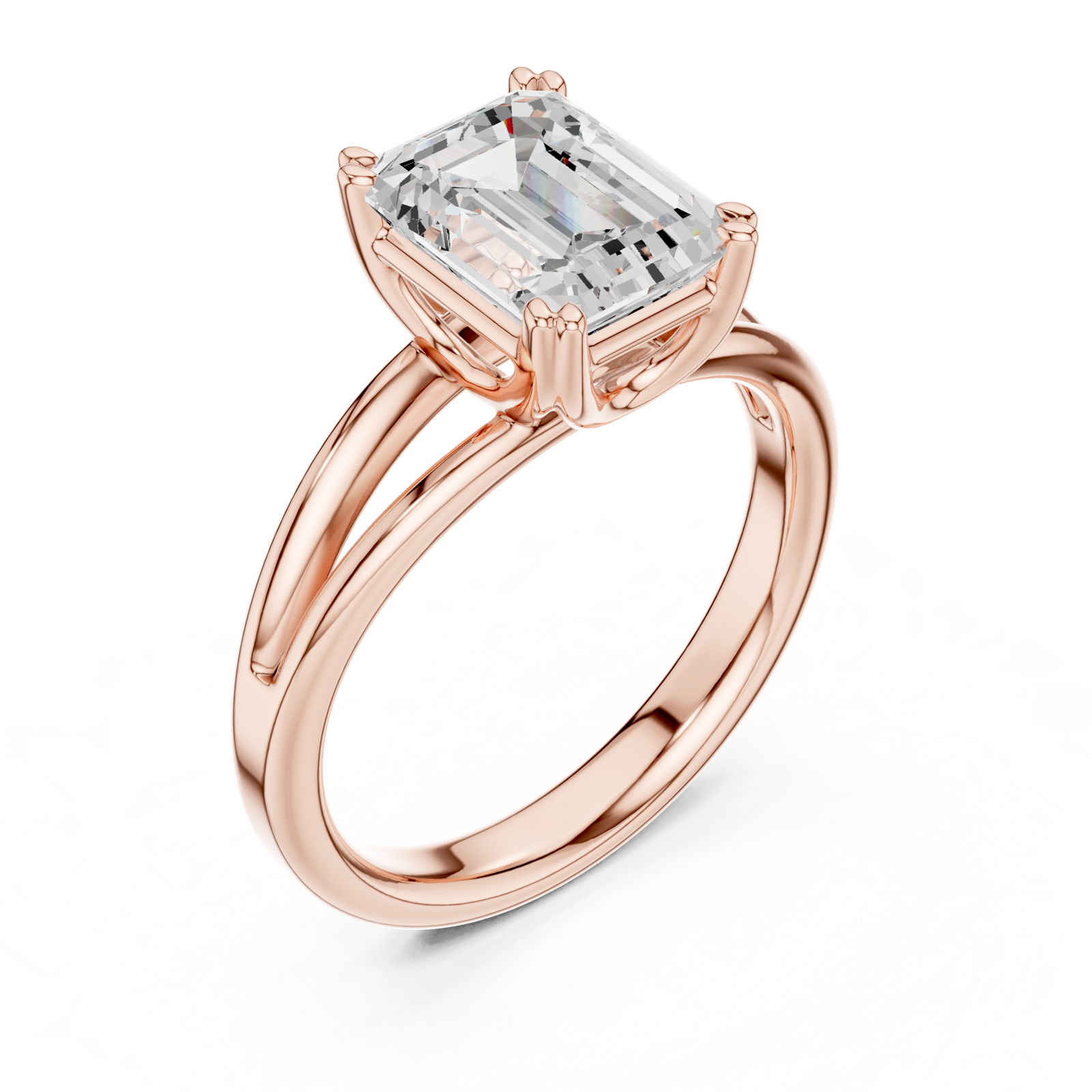 Gold Jewelry L36-7, Emerald center stone, Rose Gold, view 2