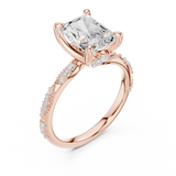 Gold Ring DDLR-167, Radiant center stone, Rose Gold, view 2
